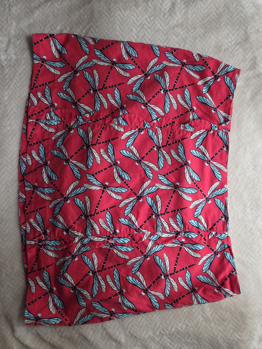 crown & ivy Women's Skort with Full Shorts Red Size 14 Blue Dragonfly Print